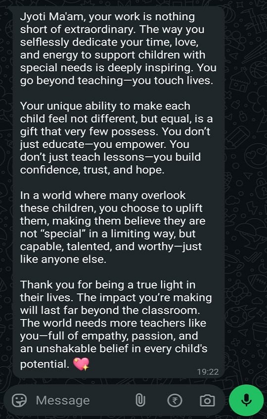 Parent Message Screenshot